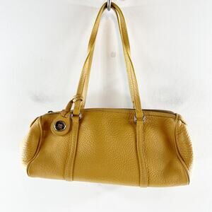 Dooney & Bourke Pebbled Leather Barrel Shoulder Bag Purse Camel Tan